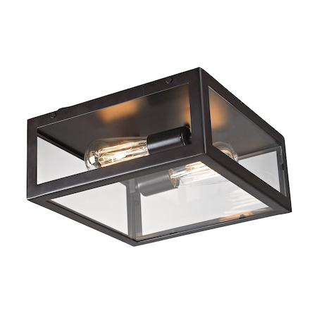 Parameters 2-Light Flush Mount In Bronze With Clear Glass
